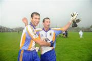 11 July 2009; Tony Hannon, left, and Ciaran Hyland celebrate victory for Wicklow. GAA Football All-Ireland Senior Championship Qualifier, Round 2, Wicklow v Cavan, County Grounds, Aughrim, Co. Wicklow. Picture credit: Ray McManus / SPORTSFILE