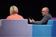 3 November 2015; John Petter, CEO, BT Consumer, in conversation with Caroline Hyde, Business Correspondent, Bloomberg, on the Centre Stage during Day 1 of the 2015 Web Summit in the RDS, Dublin, Ireland. Picture credit: Stephen McCarthy / SPORTSFILE / Web Summit