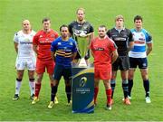 4 November 2015; Pictured are Pro 12 team captains, from left to right, Rory Best, Ulster, Denis Hurley, Munster, Isa Nacewa, Leinster, Alun Wyn Jones, Ospreys, Ken Owens, Scarlets, Jonny Gray, Glasgow Warriors, and Alessandro Zanni, Benetton Treviso, pose with the trophy. 2015/16 European Rugby Champions Cup and Challenge Cup Launch. The Stoop, Twickenham, England. Picture credit: Matt Impey / SPORTSFILE