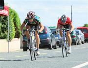 15 July 2009; Louis Meintjes, South Africa, left, wins the stage from second place Matt Bailey, BCF West Midlands, in the M Donnelly Junior Tour of Ireland, Stage 2, Westport, Co. Mayo. Picture credit: Kieran Clancy / SPORTSFILE