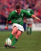 1 April 2000; Ronan O'Gara of Ireland during the Lloyds TSB 6 Nations match between Ireland and Wales at Lansdowne Road in Dublin. Photo by Matt Browne/Sportsfile