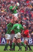 1 April 2000; Simon Easterby of Ireland wins a line-out during the Lloyds TSB 6 Nations match between Ireland and Wales at Lansdowne Road in Dublin. Photo by Matt Browne/Sportsfile