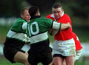12 September 1998; Michael Lynch of Munster is tackled by Simon Allnutt, 10 and Mervyn Murray  of Connacht during the Guinness Interprovincial Rugby Championship match between Munster and Connacht at Dooradoyle in Limerick. Photo by Matt Browne/Sportsfile