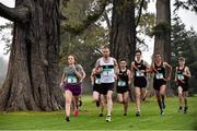 6 November 2015; Pictured at the GloHealth National Cross Country Championship Launch is John Travers, Donore Harriers, and Jen Purcell, Trim A.C, with athletes from Clonliffe Harriers A.C. Santry Demesne, Dublin. Picture credit: David Maher / SPORTSFILE