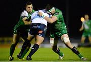 6 November 2015; Simone Ferrari, Benetton Treviso, is tackled by Craig Ronaldson and Andrew Browne, Connacht. Guinness PRO12, Round 7, Connacht v Benetton Treviso. Sportsground, Galway. Picture credit: Seb Daly / SPORTSFILE