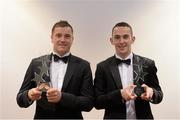 6 November 2015; Donegal's Jamesie Donnelly, left, and Ronan McDermott, with their Nicky Rackard Champions 15 Awards at the GAA GPA All-Star Awards 2015 Sponsored by Opel. Convention Centre, Dublin. Picture credit: Piaras Ó Mídheach / SPORTSFILE