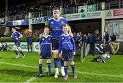 6 November 2015; Leinster mascots Adam Brownell, age 10, from Sandyford and Max Caulwell, age 9, from Ballinteer, with Leinster captain Jamie Heaslip. Mascots at Guinness PRO12, Round 7, Leinster v Scarlets. RDS, Ballsbridge, Dublin. Picture credit: Matt Browne / SPORTSFILE