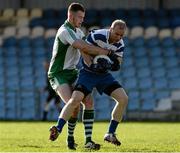 8 November 2015; Niall McKeigue, Navan O’Mahony’s, in action against Simon Kieran, Emmet Og, Killoe. AIB Leinster GAA Senior Club Football Championship Quarter-Final, Emmet Og, Killoe v Navan O'Mahony's. Glennon Brothers Pearse Park, Longford. Picture credit: Sam Barnes / SPORTSFILE