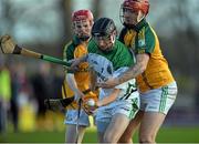 8 November 2015; Eamon Cleary, Sarsfields, in action against Alan Callanan and Thomas Monaghan, Craughwell. Galway County Senior Hurling Championship Final, Craughwell v Sarsfields. Kenny Park, Athenry, Co. Galway. Picture credit: SPORTSFILE