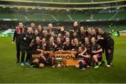 8 November 2015; Wexford Youths WAFC players celebrate after the game. Continental Tyres FAI Women's Senior Cup Final, Wexford Youths WAFC v Shelbourne Ladies FC. Aviva Stadium, Dublin. Picture credit: Eóin Noonan / SPORTSFILE