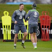 9 November 2015; Republic of Ireland's Stephen Ward,  left, and Marc Wilson, right, during squad training. Republic of Ireland Squad Training, National Sports Campus, Abbotstown, Co. Dublin. Picture credit: Seb Daly / SPORTSFILE