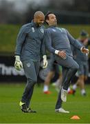 9 November 2015; Republic of Ireland 's Darren Randolph, left, and David Forde during squad training. Republic of Ireland Squad Training, National Sports Campus, Abbotstown, Co. Dublin. Picture credit: David Maher / SPORTSFILE