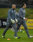 9 November 2015; Republic of Ireland 's Darren Randolph, left, and David Forde during squad training. Republic of Ireland Squad Training, National Sports Campus, Abbotstown, Co. Dublin. Picture credit: David Maher / SPORTSFILE