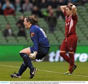 8 November 2015; Tamara Furlong, Wexford Youths WAFC, celebrates after the game. Continental Tyres FAI Women's Senior Cup Final, Wexford Youths WAFC v Shelbourne Ladies FC. Aviva Stadium, Dublin. Picture credit: Eóin Noonan / SPORTSFILE