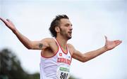 2 August 2009; Thomas Chamney, Crusaders AC, celebrates after his victory in the Men's 800m Final. Woodie's DIY / AAI National Senior Track & Field Championships. Morton Stadium, Santry, Dublin. Picture credit: Brendan Moran / SPORTSFILE