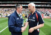 2 August 2009; Donegal manager John Joe Doherty, left, and Cork manager Conor Counihan shake hands after the match. GAA Football All-Ireland Senior Championship Quarter-Final, Cork v Donegal, Croke Park, Dublin. Picture credit: Stephen McCarthy / SPORTSFILE