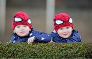 14 November 2015; Three year old twin brothers Riain, left, and Conor Kiely from Clonmel, Co. Tipperary, watch Jetstream Jack and Ruby Walsh win the first race, the Stallion Owners European Breeders Fund Maiden Hurdle. Clonmel Racecourse, Powerstown Park, Clonmel, Co. Tipperary. Picture credit: Matt Browne / SPORTSFILE