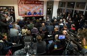 12 November 2015; Bosnia and Herzegovina head coach Mehmed Bazdarevic and captain Edin Dzeko, during a press conference. Stadion Bilino Pole, Zenica, Bosnia and Herzegovina. Picture credit: David Maher / SPORTSFILE