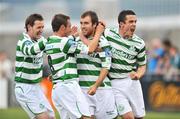 2 August 2009; Sean O'Connor, second from right, Shamrock Rovers, celebrates after scoring his side's first goal with team-mates, from left to right, Gary Twigg, Stephen Rice and Tadhg Purcell. League of Ireland Premier Division, Shamrock Rovers v Derry City, Tallaght Stadium, Dublin. Picture credit: David Maher / SPORTSFILE