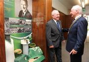 4 August 2009; FAI President David Blood and Ronnie Nolan unveil a tribute as Ronnie Nolan was inducted into the FAI Hall of Fame. FAI Headquarters, Abbotstown, Dublin. Picture credit: Pat Murphy / SPORTSFILE