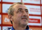 15 November 2015; Bosnia and Herzegovina head coach Mehmed Bazdarevic during  a press conference. Aviva Stadium, Lansdowne Road, Dublin. Picture credit: David Maher / SPORTSFILE