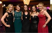 14 November 2015; Galway players, from left, Sinead Burke, Aine Seoige, Patricia Gleeson, Geraldine Conneely and Tracy Leonard at the awards. 2015 LGFA TG4 Ladies Football Allstar Awards, CityWest Hotel, Saggart, Co. Dublin. Picture credit: Brendan Moran / SPORTSFILE