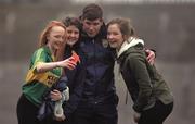 15 March 2015;    Selfie 3. The ever obliging Kerry manager Éamonn Fitzmaurice remains true to form as he poses with Trallee girls Leana O'Shea, Eimear Brosnan and Blathnad Cotter after Kerry beat Donegal.    Picture credit: David Maher / SPORTSFILE    This image may be reproduced free of charge when used in conjunction with a review of the book &quot;A Season of Sundays 2015&quot;. All other usage © SPORTSFILE