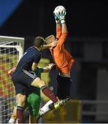 18 November 2015; Republic of Ireland goalkeeper James Talbot takes possession ahead of Alexander Iacovitti, Scotland. UEFA U19 Championships Qualifying Round, Group 1, Republic of Ireland v Scotland.  The Marketsfield, Limerick. Picture credit: Diarmuid Greene / SPORTSFILE