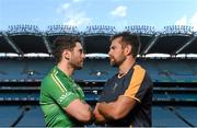 20 November 2015; Ireland captain Bernard Brogan and Australia captain Luke Hodge during the captain's call ahead of their side's EirGrid International Rules clash at Croke Park, Dublin. Picture credit: Stephen McCarthy / SPORTSFILE