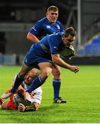 20 November 2015; Charlie Rock, Leinster A, evades the tackle of Adam Caves, Moesley, on his way to scoring his team's seventh try of the match. B&I Cup, Pool 1, Leinster A v Moesley. Donnybrook Stadium, Donnybrook, Dublin. Picture credit: Seb Daly / SPORTSFILE