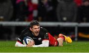 20 November 2015; Alex Goode, Saracens, scores his side's second try of the game. European Rugby Champions Cup, Pool 1, Round 2, Ulster v Saracens. Kingspan Stadium, Ravenhill Park, Belfast. Picture credit: Ramsey Cardy / SPORTSFILE
