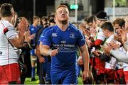 20 November 2015; Captain Peadar Timmins, Leinster A, leads his team off the pitch, through a tunnel of Moseley players after the final whistle. B&I Cup, Pool 1, Leinster A v Moesley. Donnybrook Stadium, Donnybrook, Dublin. Picture credit: Seb Daly / SPORTSFILE