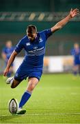 20 November 2015; Ross Byrne, Leinster A, kicks a conversion after a try by teammate Charlie Rock. B&I Cup, Pool 1, Leinster A v Moesley. Donnybrook Stadium, Donnybrook, Dublin. Picture credit: Seb Daly / SPORTSFILE