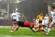 20 November 2015; Duncan Taylor, Saracens, scores his side's third try of the game. European Rugby Champions Cup, Pool 1, Round 2, Ulster v Saracens. Kingspan Stadium, Ravenhill Park, Belfast. Picture credit: Ramsey Cardy / SPORTSFILE