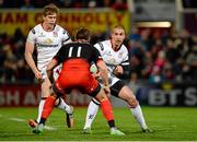 20 November 2015; Ruan Pienaar, Ulster, supported by Andrew Trimble about to be tackled by Chris Wylies, Saracens. European Rugby Champions Cup, Pool 1, Round 2, Ulster v Saracens. Kingspan Stadium, Ravenhill Park, Belfast. Picture credit: Oliver McVeigh / SPORTSFILE