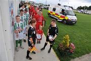 14 August 2009; The teams wait to make their way onto the pitch. FAI Ford Cup Fourth Round, Bray Wanderers v Tralee Dynamos, Carlisle Grounds, Bray, Co. Wicklow. Picture credit; Brian Lawless / SPORTSFILE