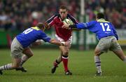 20 January 2001; Dominic Crotty of Munster in action against Gregor Townsend, left, and Damien Denechany of Castres during the Heineken Cup Pool 4 Round 6 match between Munster and Castres at Musgrave Park in Cork. Photo by Brendan Moran/Sportsfile