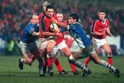 20 January 2001; David Wallace of Munster in action against Gregor Townsend, left, and Eric Artiguste of Castres during the Heineken Cup Pool 4 Round 6 match between Munster and Castres at Musgrave Park in Cork. Photo by Damien Eagers/Sportsfile