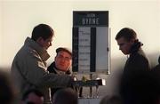 14 January 2001; On course bookmakers bag and board at Leopardstown Racecourse in Dublin. Photo by Brendan Moran/Sportsfile