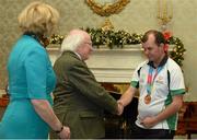 25 November 2015; Team Ireland's Darren Bevins, 11-a-side football, in Aras an Uachtarain as the Special Olympics World Summer Games are honoured by President Michael D. Higgins and wife Sabina. Aras an Uachtarain, Phoenix Park, Dublin. Picture credit: Cody Glenn / SPORTSFILE