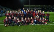 27 November 2015; The Clane RFC team with Leinster's Fergus McFadden and Aaron Dudon ahead of their Bank of Ireland's Half-Time Mini Games at the Leinster v Ulster - Guinness PRO12, Round 8 clash at the RDS Arena, Ballsbridge, Dublin. Picture credit: Stephen McCarthy / SPORTSFILE