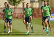 2 June 2016;  Republic of Ireland players Aiden McGeady, Seamus Coleman and Shane Duffy during squad training in Fota Island Resort, Fota Island, Cork. Photo by David Maher/Sportsfile