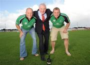 1 September 2009; Connemara Irish Whiskey has been announced as the official Spirit of Connacht Rugby. At the announcement are John Teeling, Chairman, Cooley Distillery, centre, with Connacht stars Johnny O'Connor, left, and Brett Wilkinson. Sportsground, Galway. Picture credit: Brian Lawless / SPORTSFILE