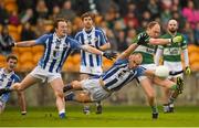 6 December 2015; Brian McCormack scores a point for Portlaoise under pressure from Stephen Hiney and Darren O'Reilly, Ballyboden St Enda's. AIB Leinster GAA Senior Club Football Championship Final, Portlaoise v Ballyboden St Enda's. O'Connor Park, Tullamore, Co. Offaly. Picture credit: Ray McManus / SPORTSFILE