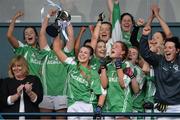 6 December 2015; Milltown captain Kelly Boyce Jordan celebrates with her team-mate's at the end of the game. All-Ireland Ladies Intermediate Club Championship Final, Cahir v Milltown. Parnell Park, Dublin. Picture credit: David Maher / SPORTSFILE