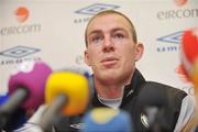 3 September 2009; Richard Dunne speaking during a Republic of Ireland press conference ahead of their World Cup qualifier against Cyprus on Sunday. Republic of Ireland Press Conference, Gannon Park, Malahide, Co.Dublin. Picture credit: Brian Lawless / SPORTSFILE