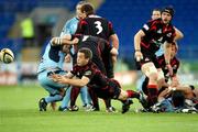 4 September 2009; Edinburgh scrum half Greig Laidlaw whips the ball away. Celtic League, Cardiff v Edinburgh, Arms Park, Cardiff. Picture credit: Steve Pope / SPORTSFILE