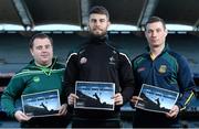 8 December 2015; In attendance at the launch of the GPA's report on Ring, Rackard and Meagher competitions are, from left, Mark Curry, Fermanagh senior hurler, Paul Divilly, Kildare senior hurler, and James Toher, Meath Senior hurler. Croke Park, Dublin. Picture credit: Sam Barnes / SPORTSFILE