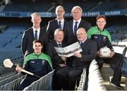 10 December 2015;  Leinster GAA Chairman John Horan, centre, with from left, Eanna Martin, Wexford Hurling, Pat Teehan, leinster GAA PRO, Jim Bolger, Leinster GAA Vice Chairman, Syl Merrins, Leinster Treasurer, Michael Reynolds, CEO Leinster, and Paul Cribbin, Kildare Football. At the Launch of the Leinster GAA Strategic Vision and Action Plan. Croke Park, Dublin. Picture credit: Matt Browne / SPORTSFILE