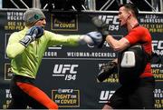 10 December 2015; Conor McGregor, left, during an open workout session ahead of his fight against Jose Aldo. UFC 194: Open Workouts, MGM Grand Garden Arena, Las Vegas, USA. Picture credit: Ramsey Cardy / SPORTSFILE